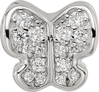 Sterling Silver Reflections Rhodium-plated Enamel CZ Butterfly Bead