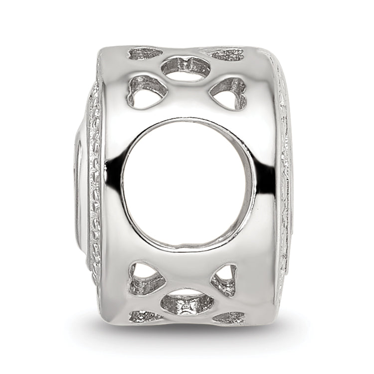 Sterling Silver Reflections Rhodium-plated Enamel CZ Round Heart Bead Secondary image