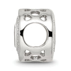 Sterling Silver Reflections Rhodium-plated Enamel CZ Round Heart Bead