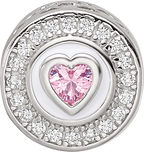 Sterling Silver Reflections Rhodium-plated Enamel CZ Round Heart Bead