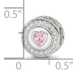 Sterling Silver Reflections Rhodium-plated Enamel CZ Round Heart Bead
