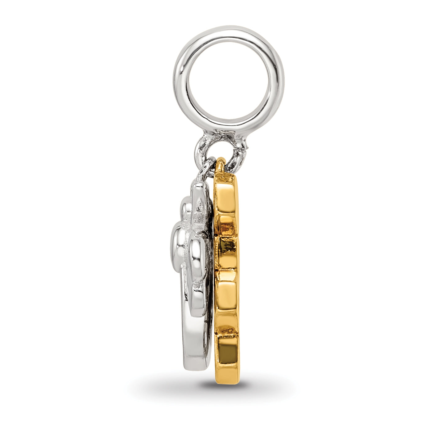 SS Reflections Rh-plated Goldplated CZ Honeycomb Bee 2-piece Dangle Bead Secondary image