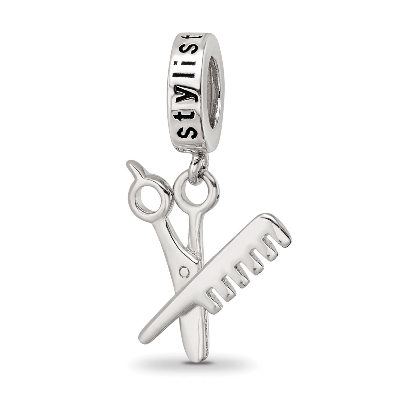 Sterling Silver Reflections Rhod-plated Scissor/Comb Dangle Bead Main image