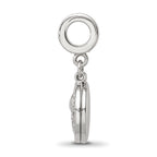 SS Reflections Rhod-plated CZ Enamel Bird/Flower 2-piece Dangle Bead