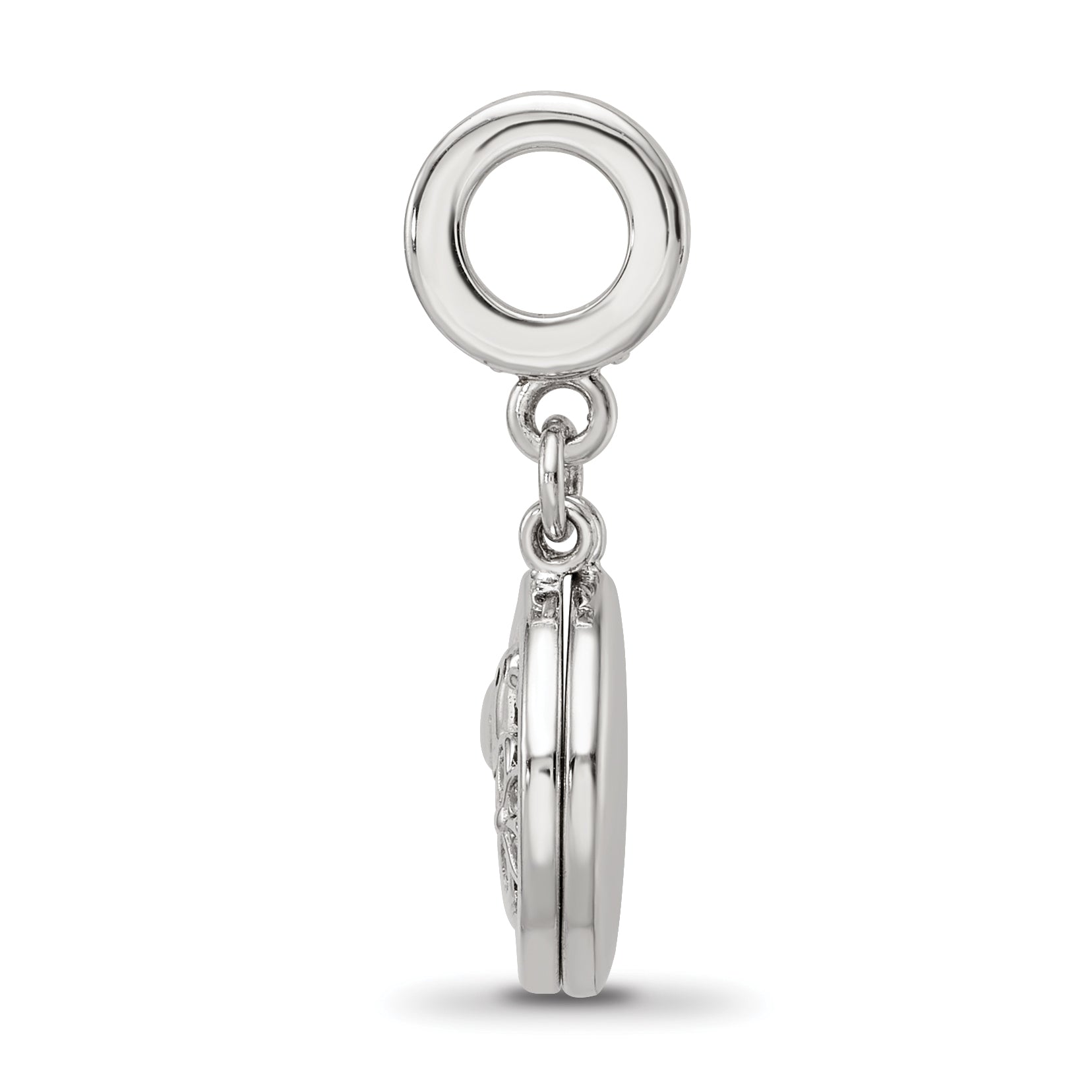 SS Reflections Rhod-plated CZ Enamel Bird/Flower 2-piece Dangle Bead