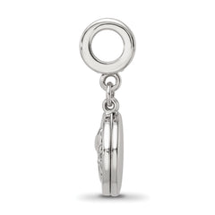 SS Reflections Rhod-plated CZ Enamel Bird/Flower 2-piece Dangle Bead