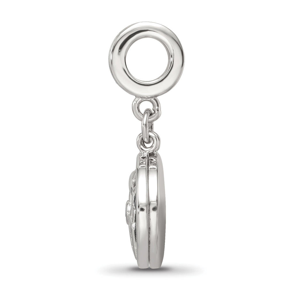 Sterling Silver Reflections Rhod-plated CZ Enamel Travel Dangle Bead