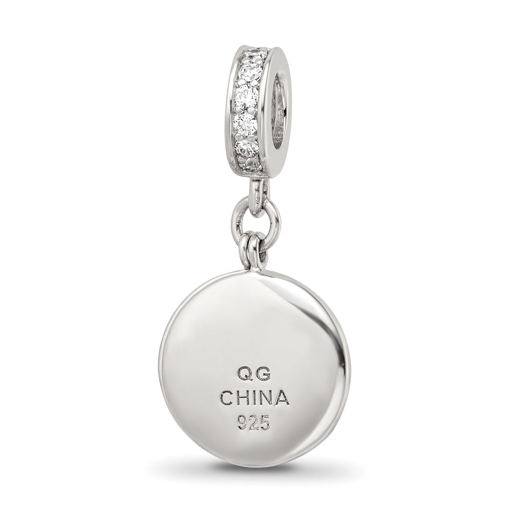 Sterling Silver Reflections Rhod-plated CZ Enamel Travel Dangle Bead