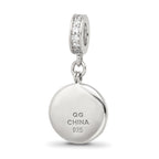 Sterling Silver Reflections Rhod-plated CZ Enamel Travel Dangle Bead