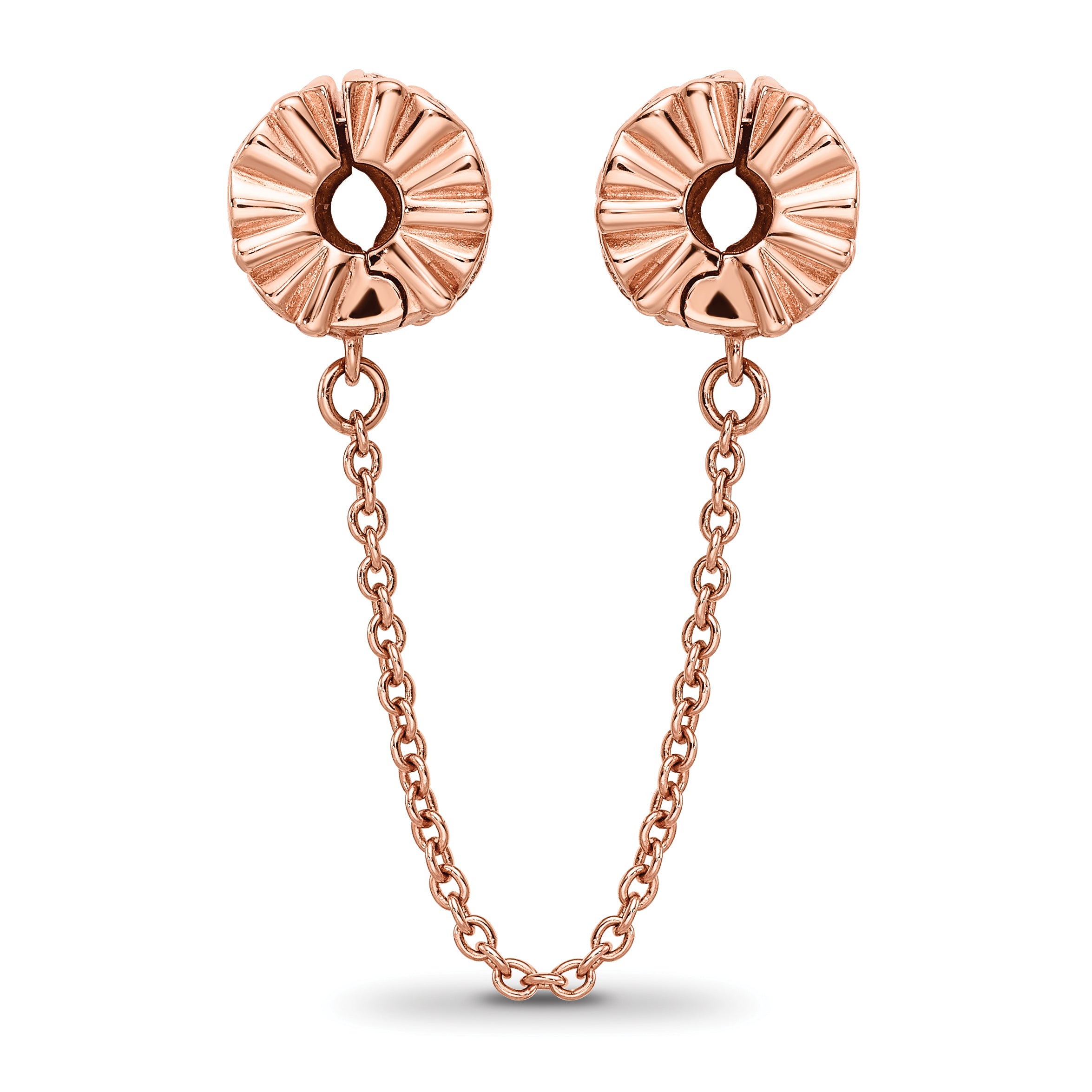 Sterling Silver Reflections Rose Gold-plated CZ Security Chain Heart Beads Secondary image