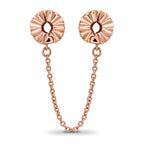 Sterling Silver Reflections Rose Gold-plated CZ Security Chain Heart Beads