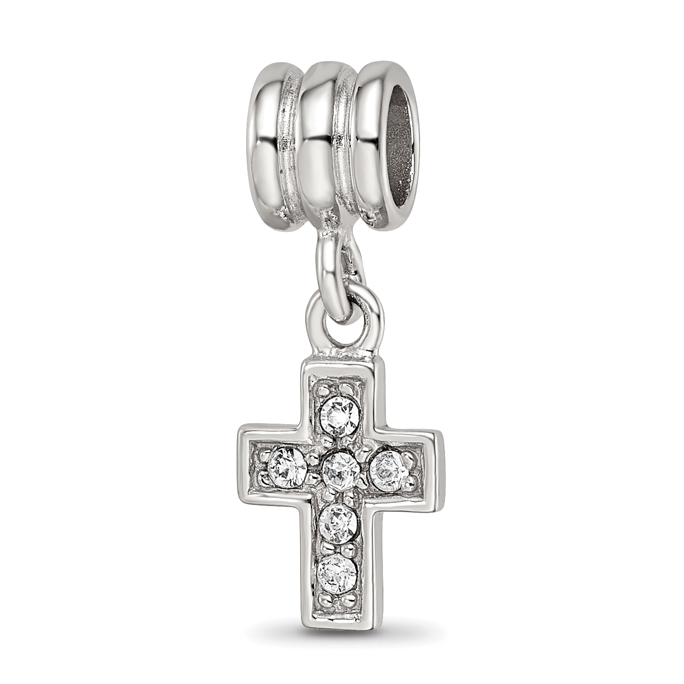 Sterling Silver Reflections Rhod-plated Crystals Cross Bead Main image