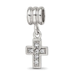 Sterling Silver Reflections Rhod-plated Crystals Cross Bead