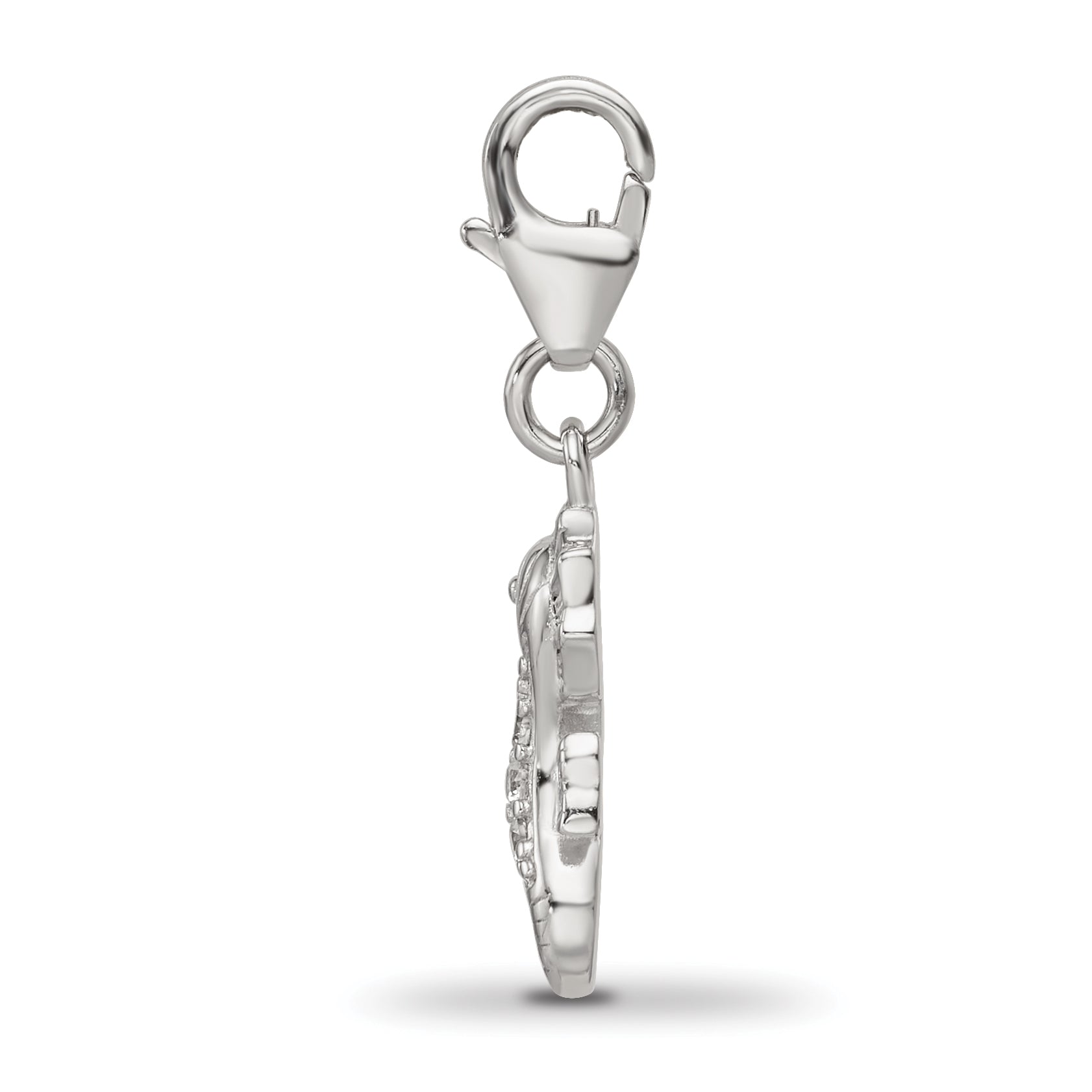 Sterling Silver Reflections Rhodium-plated CZ Sea Horse Click-On Bead Secondary image