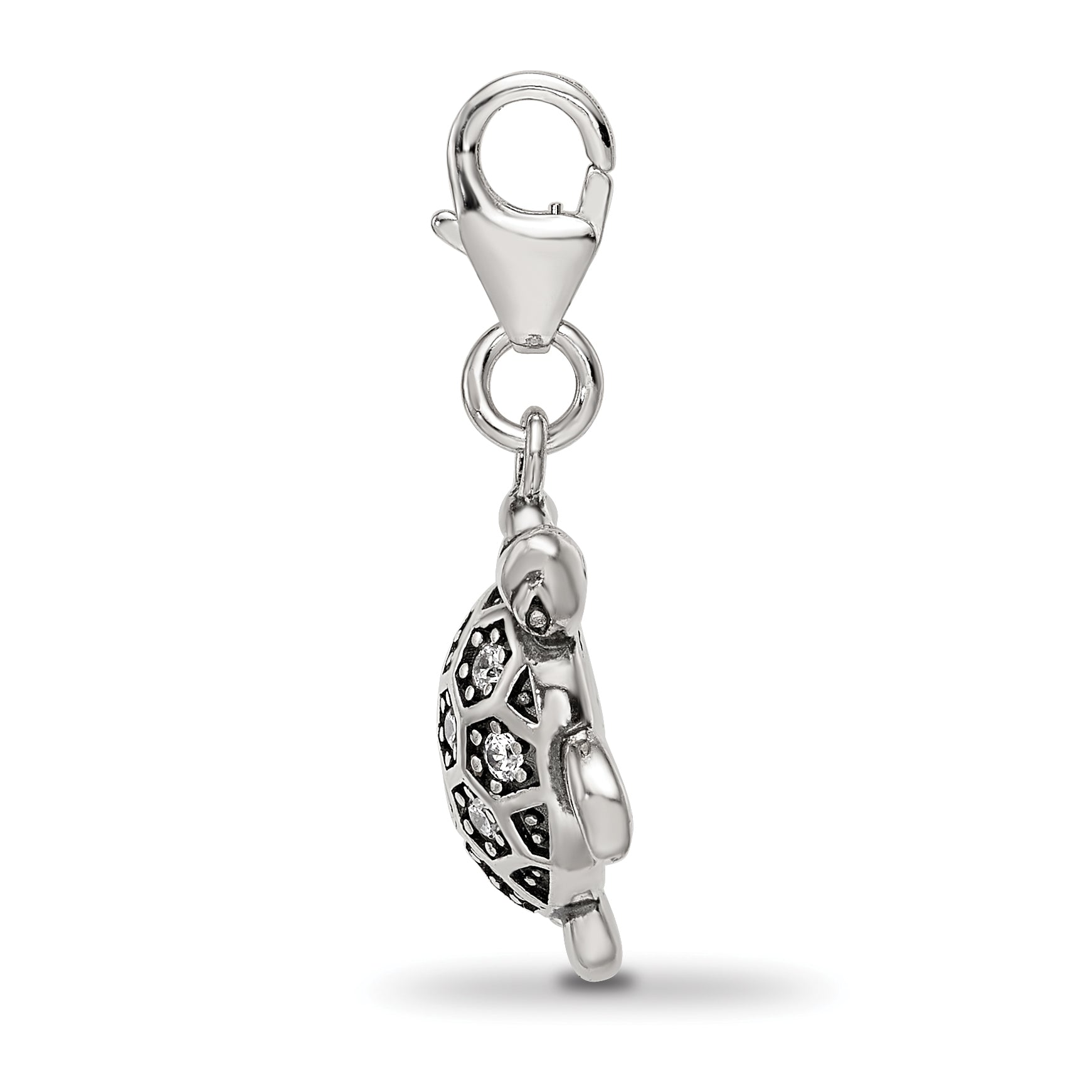 Sterling Silver Reflections Rhodium-plated CZ Sea Turtle Click-On Bead Secondary image