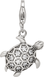 Sterling Silver Reflections Rhodium-plated CZ Sea Turtle Click-On Bead