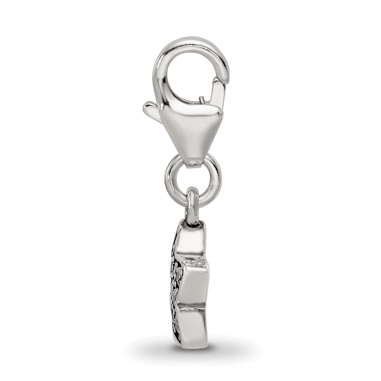 Sterling Silver Reflections Rhodium-plated CZ Star Click-On Bead Secondary image