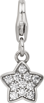 Sterling Silver Reflections Rhodium-plated CZ Star Click-On Bead