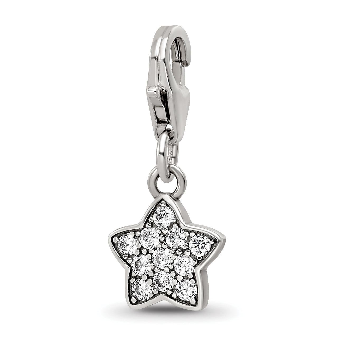 Sterling Silver Reflections Rhodium-plated CZ Star Click-On Bead Main image