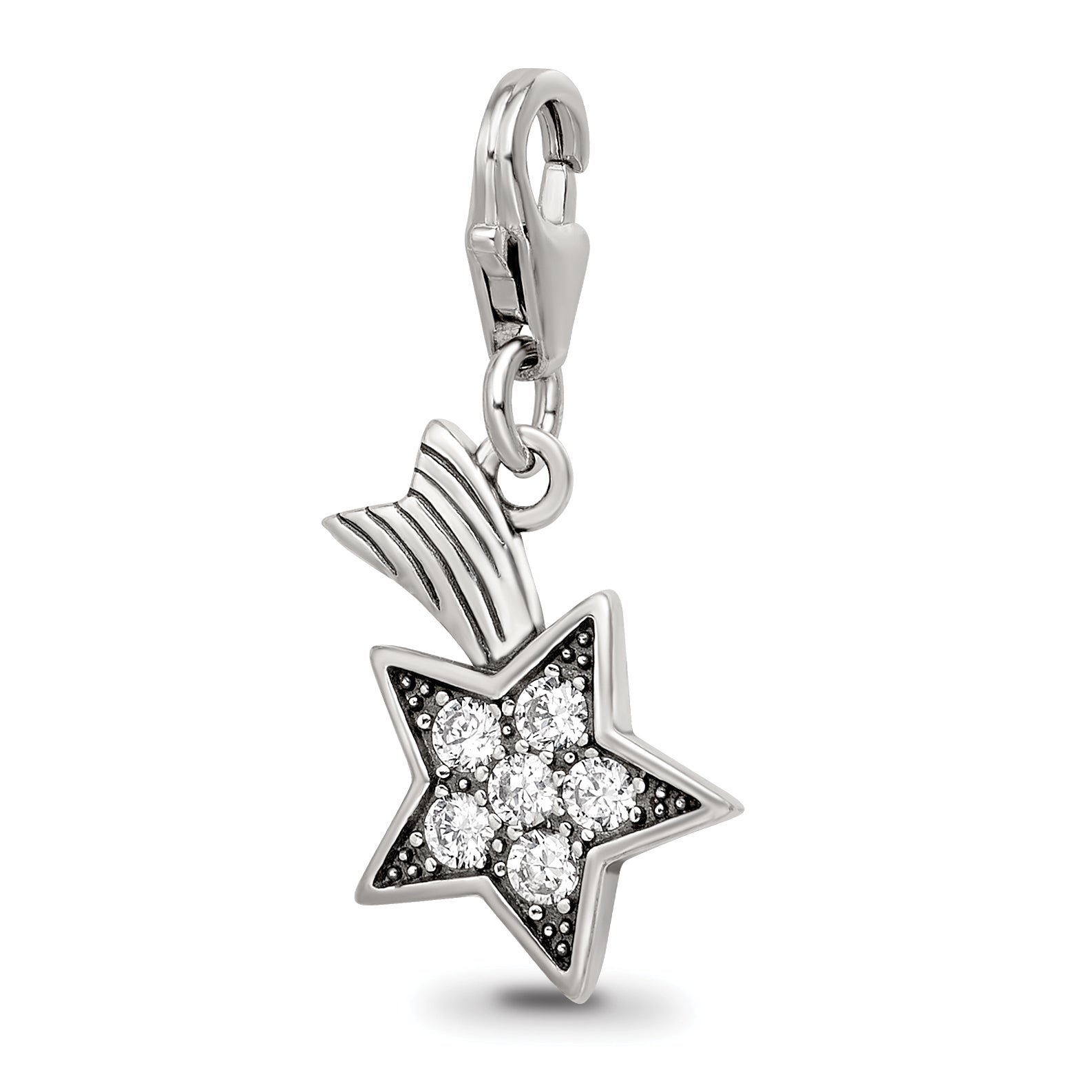 Sterling Silver Reflections Rhodium-plated CZ Shooting Star Click-On Bead Main image