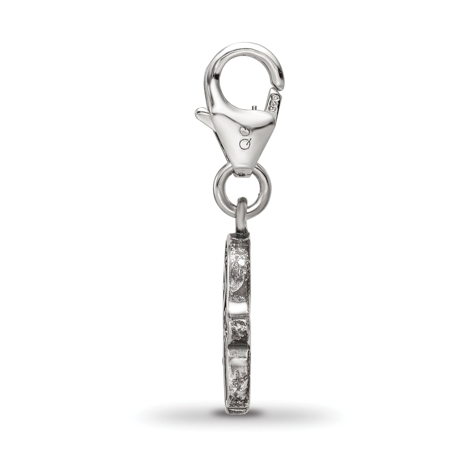 SS Reflections Rhod-plated CZ & Blue Spinel Hamsa/Chamseh Click-On Bead