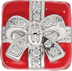 Sterling Silver Reflections Rhod-plated CZ Enamel Present Bead