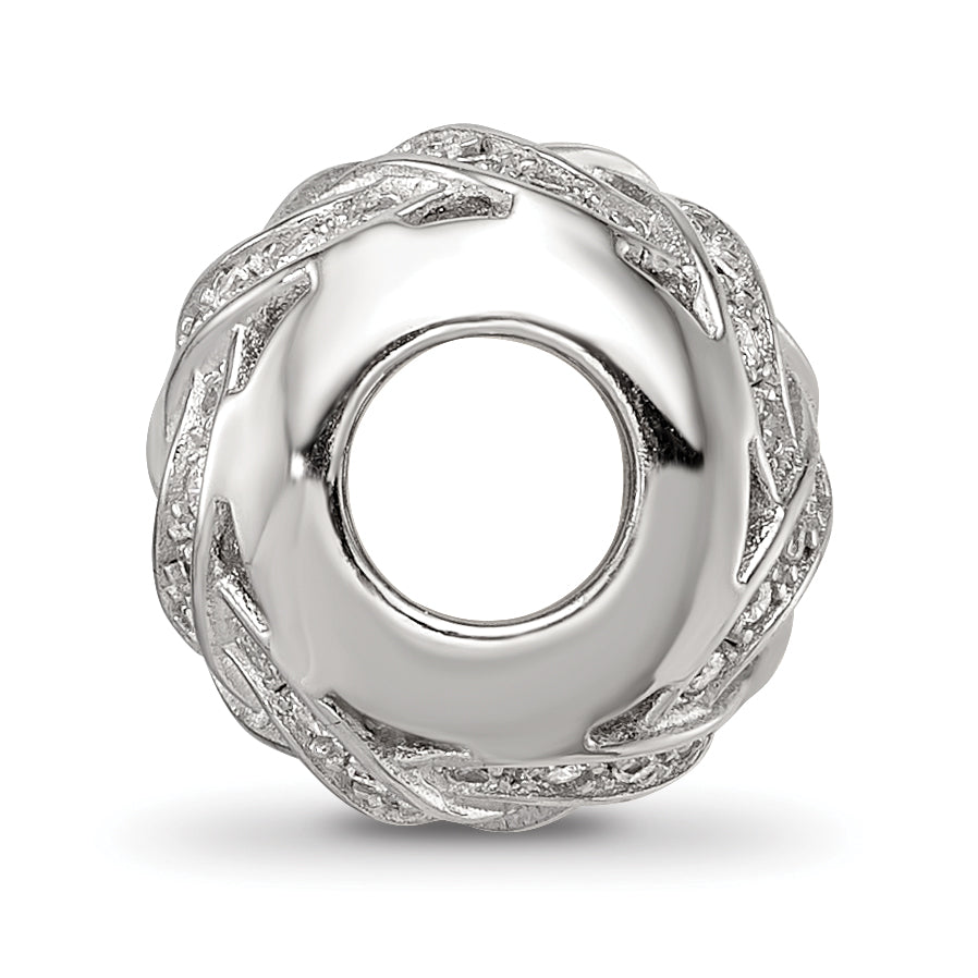 Sterling Silver Reflections Rhod-plated CZ Cut-Out Weaved Bead Secondary image