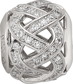 Sterling Silver Reflections Rhod-plated CZ Cut-Out Weaved Bead