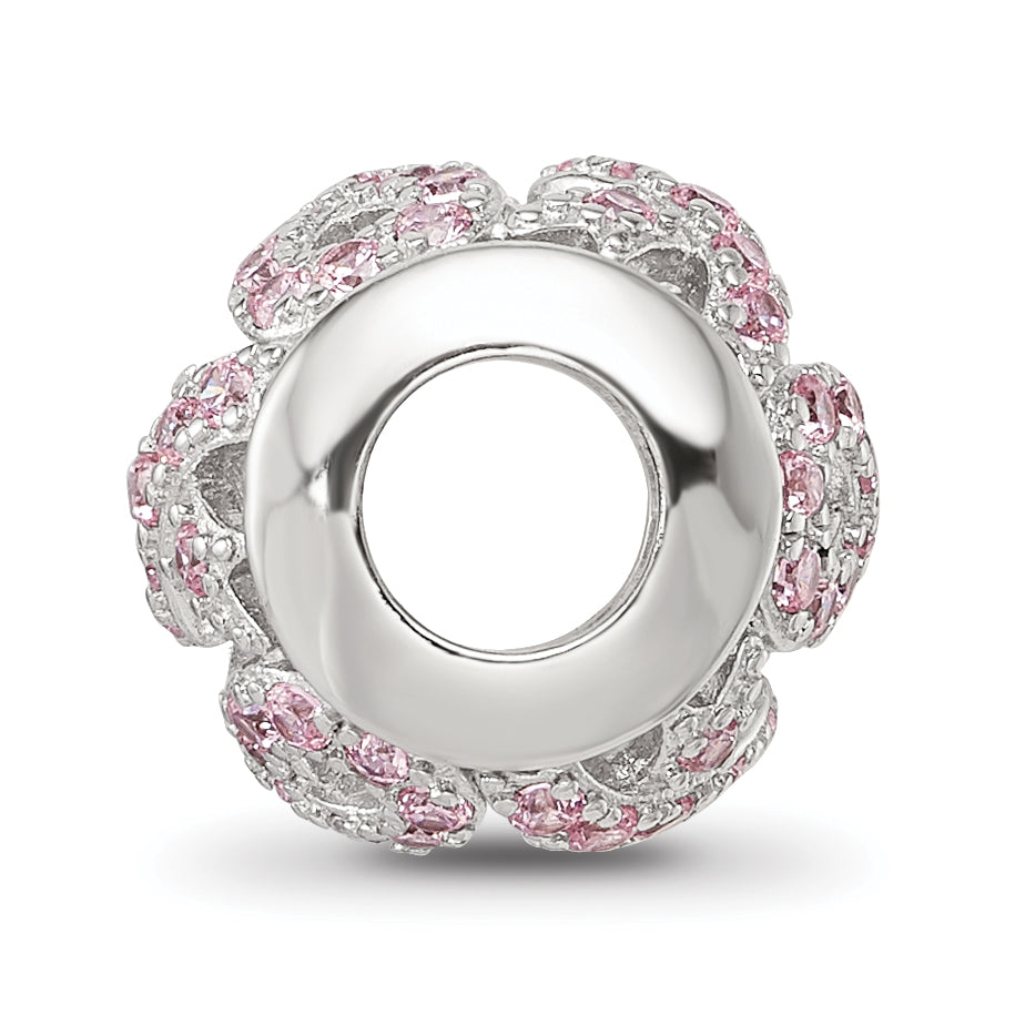 Sterling Silver Reflections Rhod-plated CZ Awareness Ribbon Bead Secondary image
