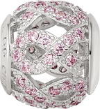 Sterling Silver Reflections Rhod-plated CZ Awareness Ribbon Bead