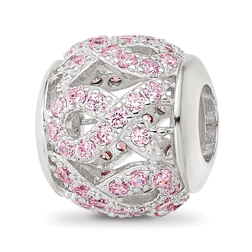 Sterling Silver Reflections Rhod-plated CZ Awareness Ribbon Bead Main image