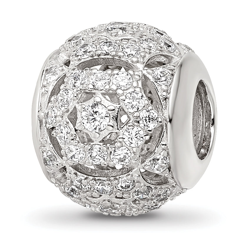 Sterling Silver Reflections Rhod-plated CZ Bead Main image