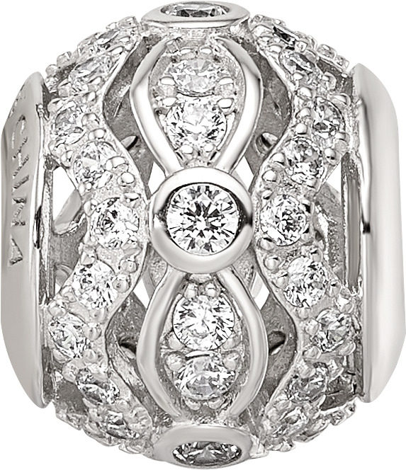 Sterling Silver Reflections Rhodium-plated CZ Bead