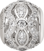 Sterling Silver Reflections Rhodium-plated CZ Bead
