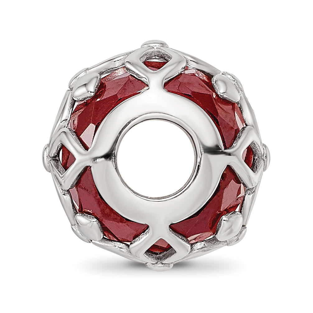 Sterling Silver Reflections Rhodium-plated Red CZ Floral Bead Secondary image