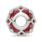 Sterling Silver Reflections Rhodium-plated Red CZ Floral Bead