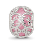 Sterling Silver Reflections Rhodium-plated Pink & White CZ Bead