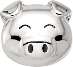 Sterling Silver Reflections Rhodium-plated Enamel Pig Bead