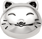 Sterling Silver Reflections Rhodium-plated Enamel Cat Bead