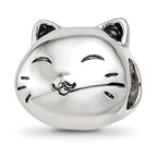 Sterling Silver Reflections Rhodium-plated Enamel Cat Bead