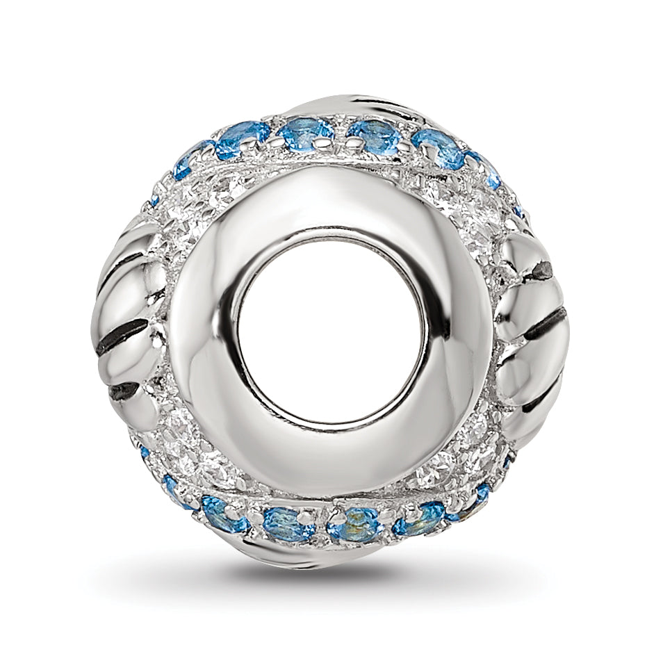 Sterling Silver Reflections Rhod-plated Blue Spinel & CZ Sea Shell Bead Secondary image