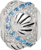Sterling Silver Reflections Rhod-plated Blue Spinel & CZ Sea Shell Bead