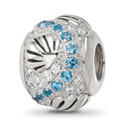 Sterling Silver Reflections Rhod-plated Blue Spinel & CZ Sea Shell Bead
