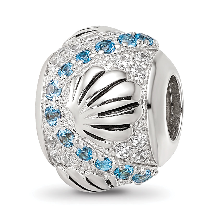Sterling Silver Reflections Rhod-plated Blue Spinel & CZ Sea Shell Bead Main image