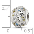 Sterling Silver Reflections Rhod-plated CZ & Blue Spinel Sea Horse Bead