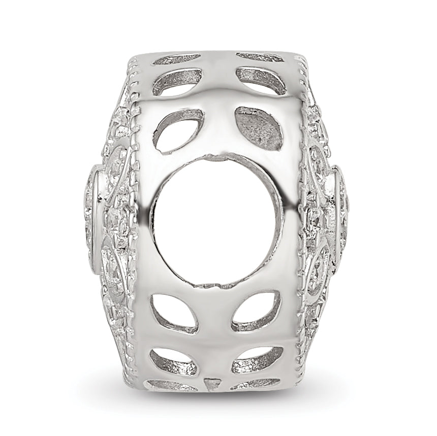 Sterling Silver Reflections Rhod-plated CZ Floral Cut-Out Bead Secondary image