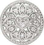 Sterling Silver Reflections Rhod-plated CZ Floral Cut-Out Bead