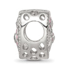 Sterling Silver Reflections Rhod-plated Enamel CZ Heart Shaped Bead