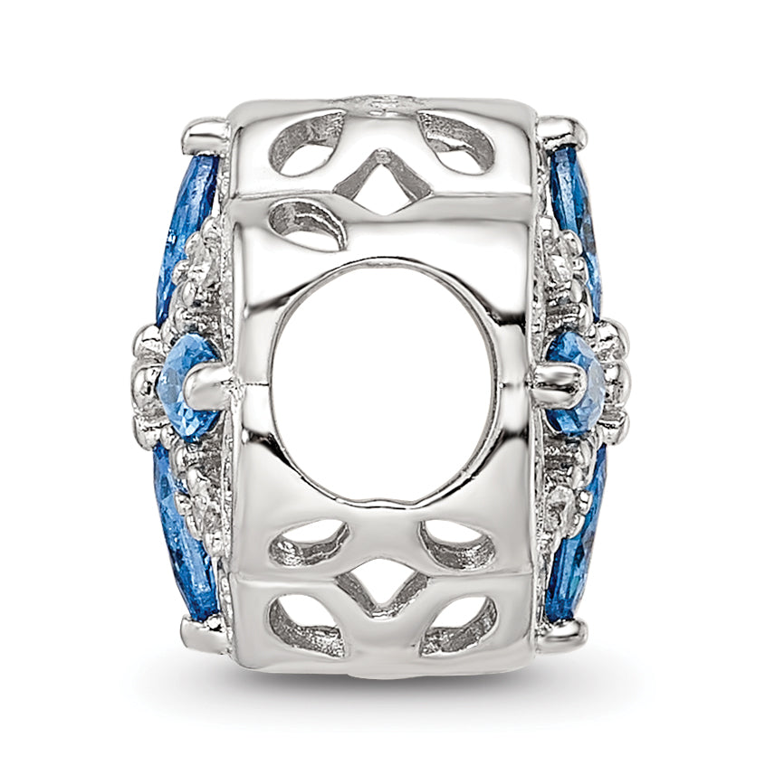 Sterling Silver Reflections Rhodium-plated Blue Spinel & CZ Floral Bead Secondary image