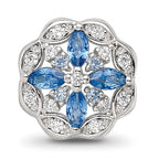 Sterling Silver Reflections Rhodium-plated Blue Spinel & CZ Floral Bead